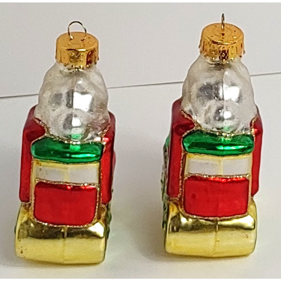 2 Vintage Handcrafted Glass Train Locomotive Engine Train Ornaments - Picture 4 of 6